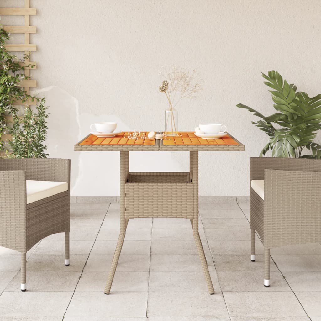 Vidaxl tuintafel 80x80x75 cm poly rattan en acaciahout beige