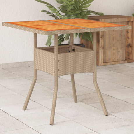 Vidaxl tuintafel 80x80x75 cm poly rattan en acaciahout beige