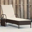 Vidaxl ligbed met wielen en kussen poly rattan bruin