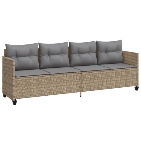 Vidaxl ligbed met kussens poly rattan beige