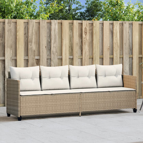 Vidaxl ligbed met kussens poly rattan beige