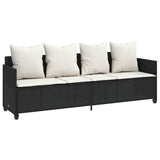 Vidaxl ligbed met kussens poly rattan zwart