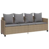 Vidaxl ligbed met kussens poly rattan beige