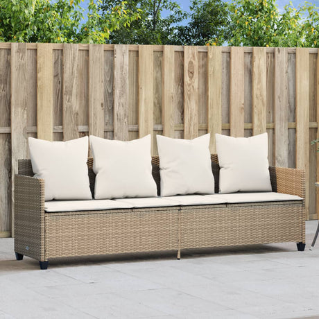 Vidaxl ligbed met kussens poly rattan beige