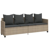 Vidaxl ligbed met kussen poly rattan lichtgrijs