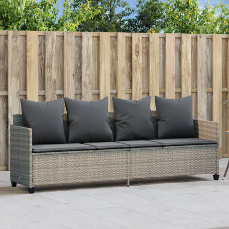 Vidaxl ligbed met kussen poly rattan lichtgrijs