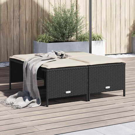 Vidaxl tuinkrukken met kussens 4 st poly rattan zwart