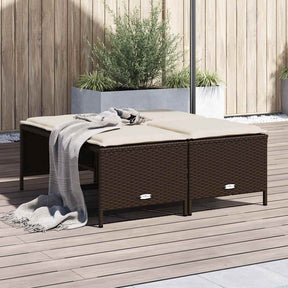 Vidaxl tuinkrukken met kussens 4 st poly rattan bruin