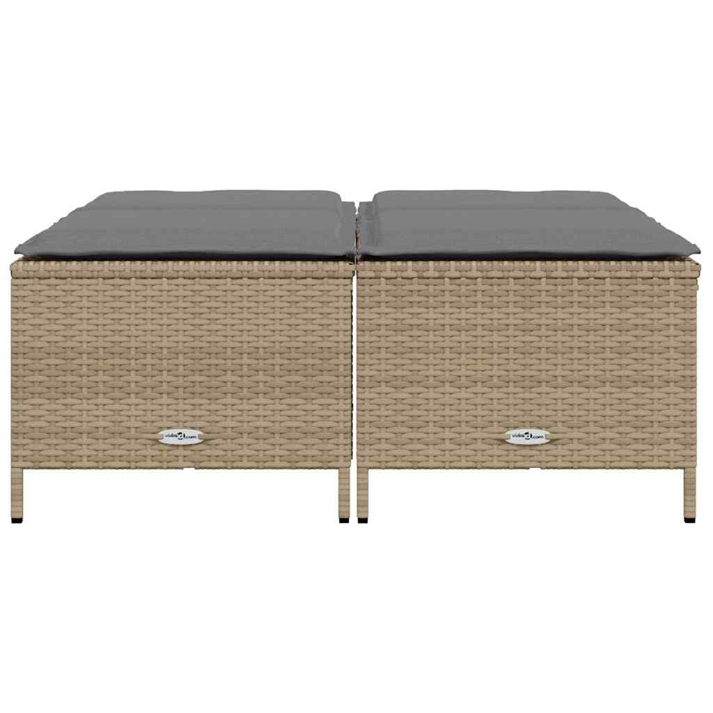 Vidaxl tuinkrukken met kussens 4 st poly rattan beige