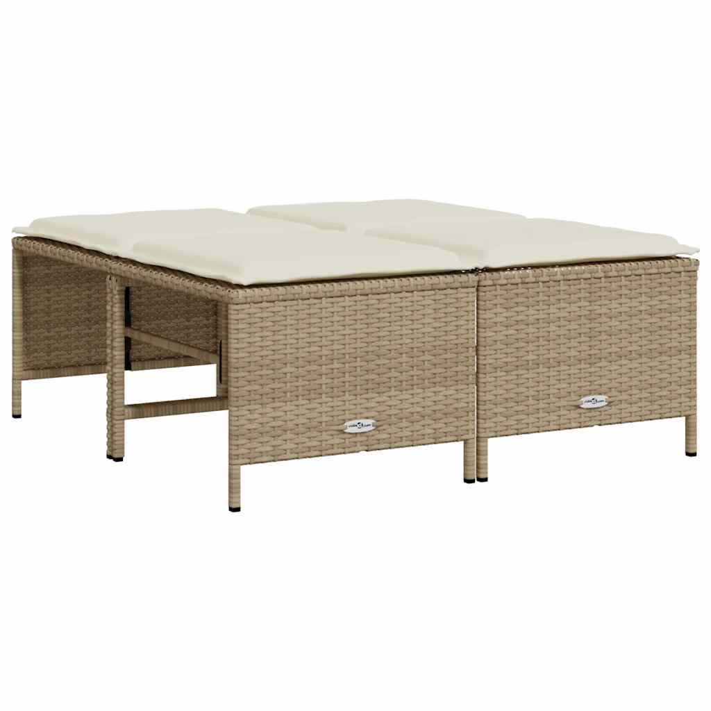 Vidaxl tuinkrukken met kussens 4 st poly rattan beige