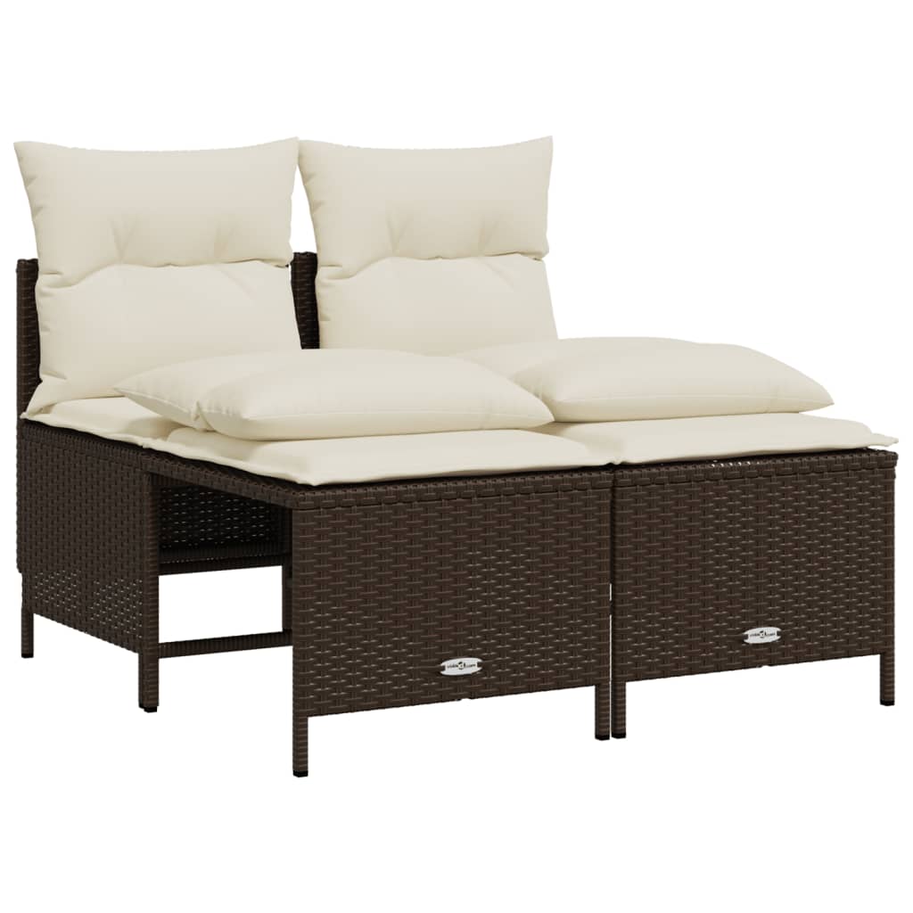 Vidaxl 4-delige loungeset met kussens poly rattan bruin