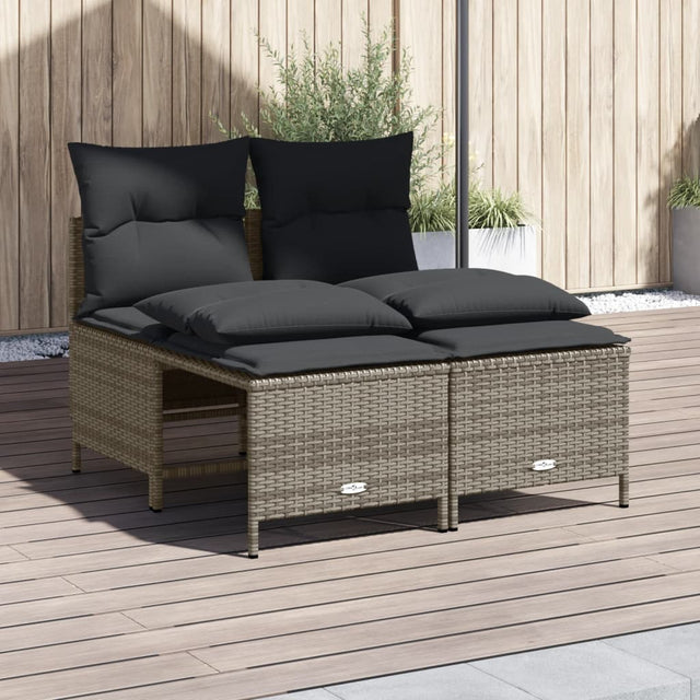 Vidaxl 4-delige loungeset met kussens poly rattan grijs