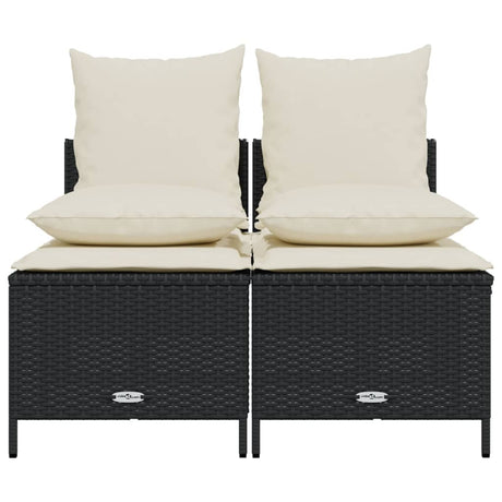Vidaxl 4-delige loungeset met kussens poly rattan zwart