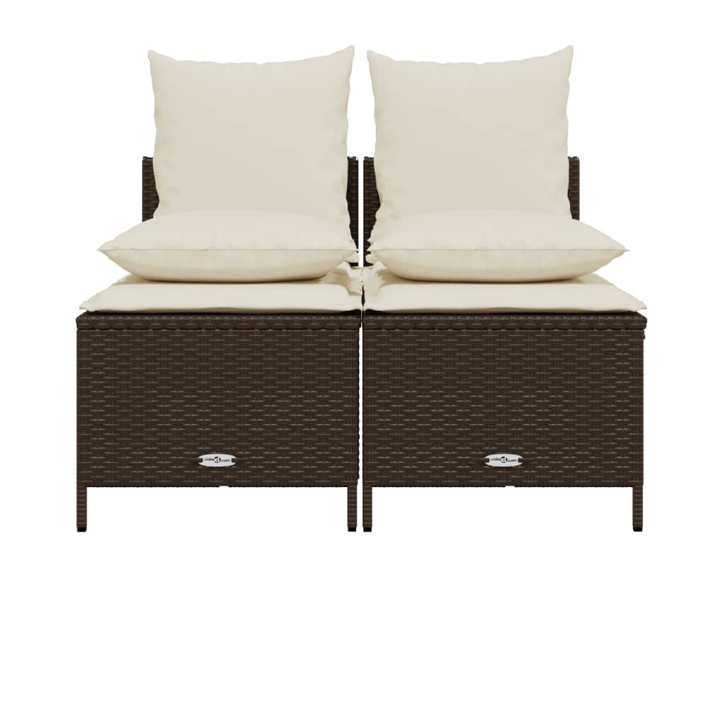 Vidaxl 4-delige loungeset met kussens poly rattan bruin