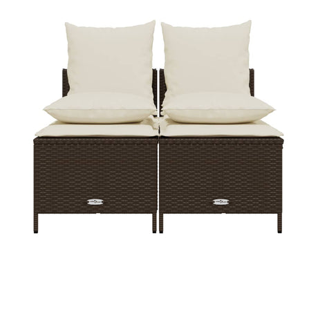 Vidaxl 4-delige loungeset met kussens poly rattan bruin