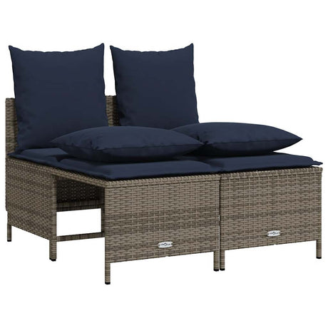 Vidaxl 4-delige tuinbankset met kussens, grijs polyrotan