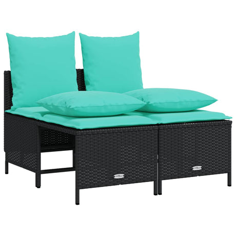 Vidaxl 4-delige tuinbankset met kussens, zwart polyrotan
