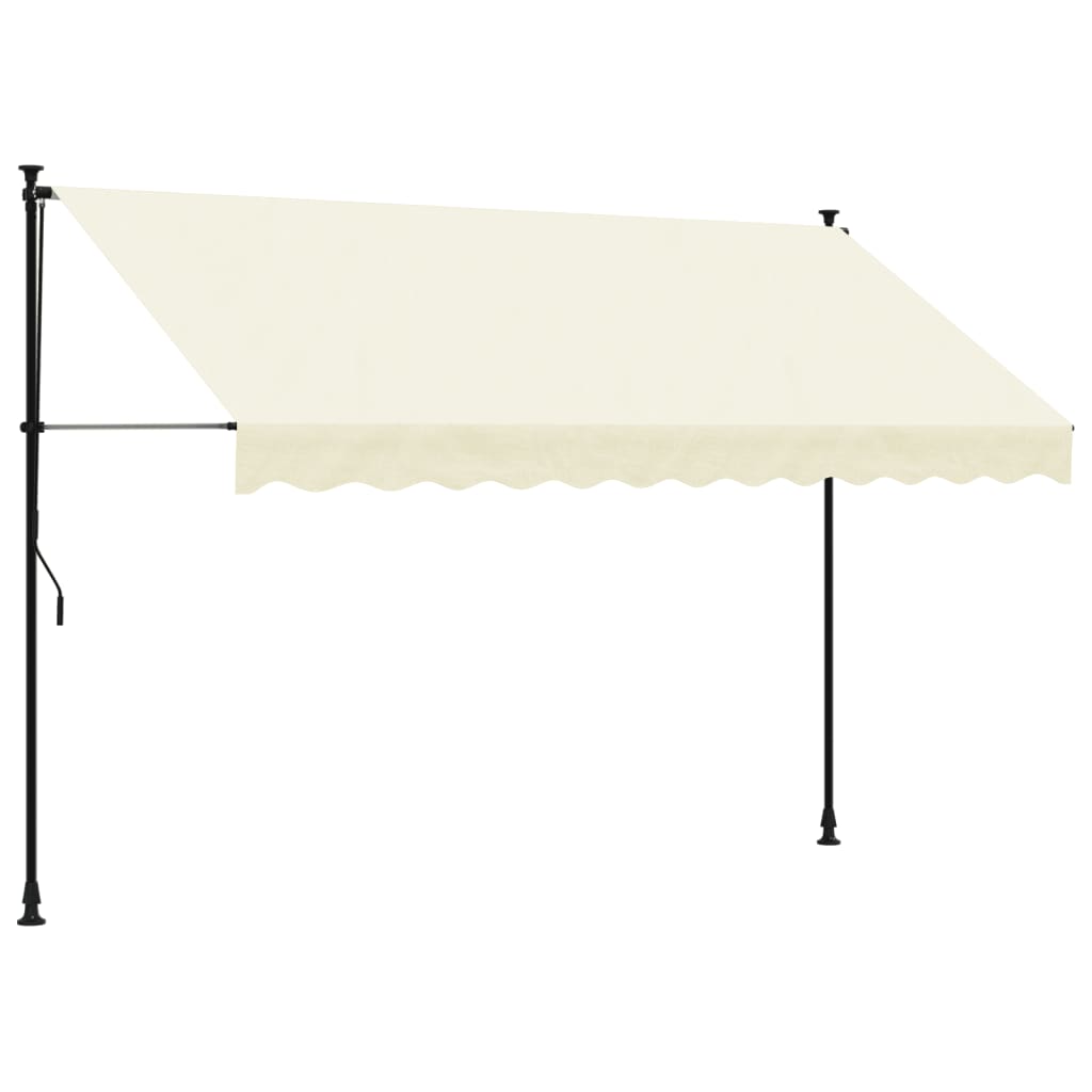 Vidaxl laifel rozšiřitelná 300x150 cm tkanina a ocelová krémová -obložený