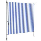 Vidaxl rulleblind for utenfor 200x270 cm stoff og stålblått og hvitt