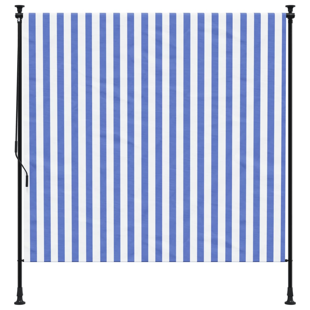 Vidaxl rolgordijn voor buiten 200x270 cm stof en staal blauw en wit