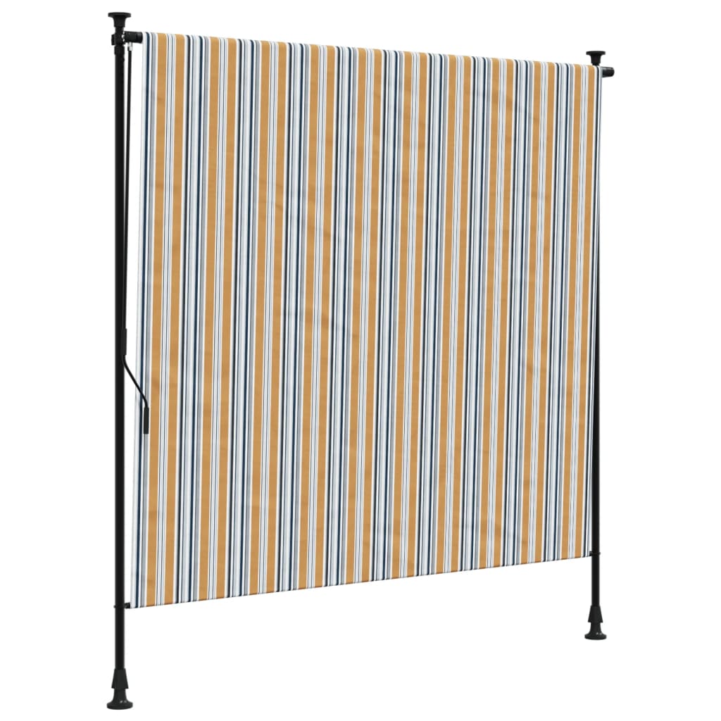 Vidaxl rulleblind for utenfor 150x270 cm stoff og stålgult og hvitt