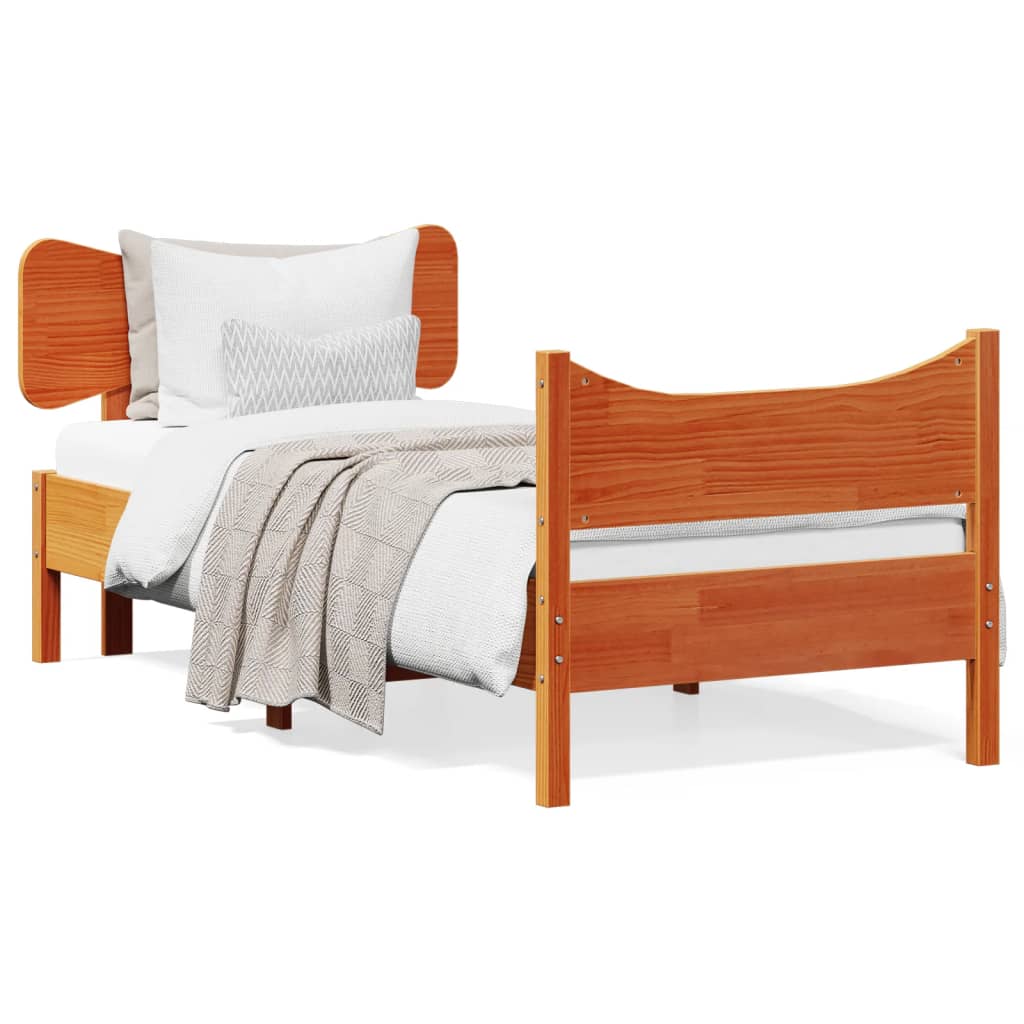 Vidaxl bedframe zonder matras massief grenenhout wasbruin 90x190 cm