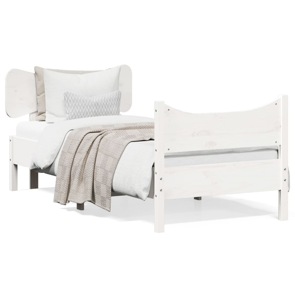 Vidaxl bedframe zonder matras massief grenenhout wit 75x190 cm