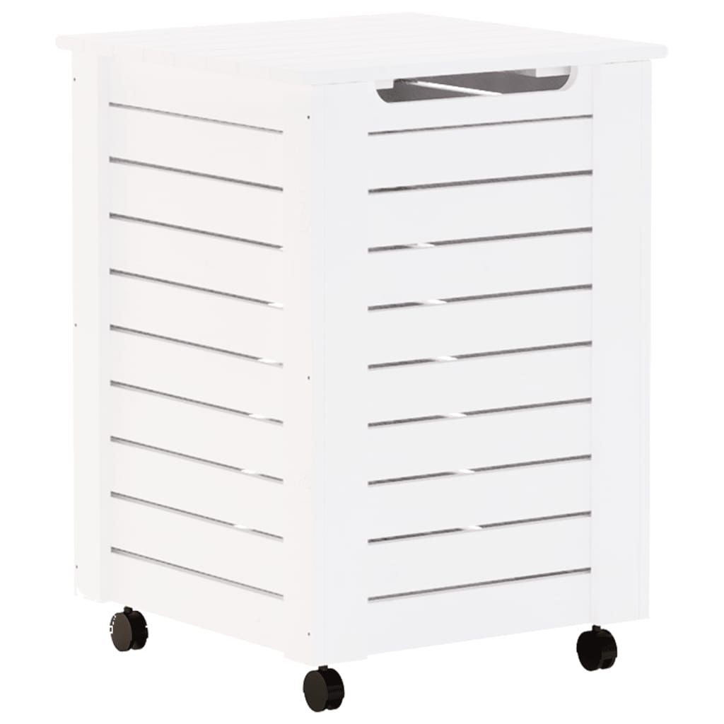 Vidaxl Lavandry Basket con ruote Rana 45x45x64 cm Pine bianco Solido bianco