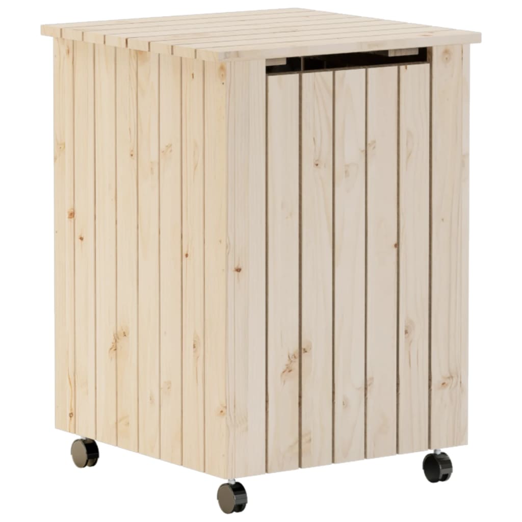 Vidaxl Lavandry Basket con ruote Rana 45x45x64 cm Legno di pino solido