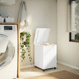 Vidaxl laundry basket with wheels rana 45x45x64 cm solid pine white white