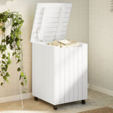 Vidaxl laundry basket with wheels rana 45x45x64 cm solid pine white white