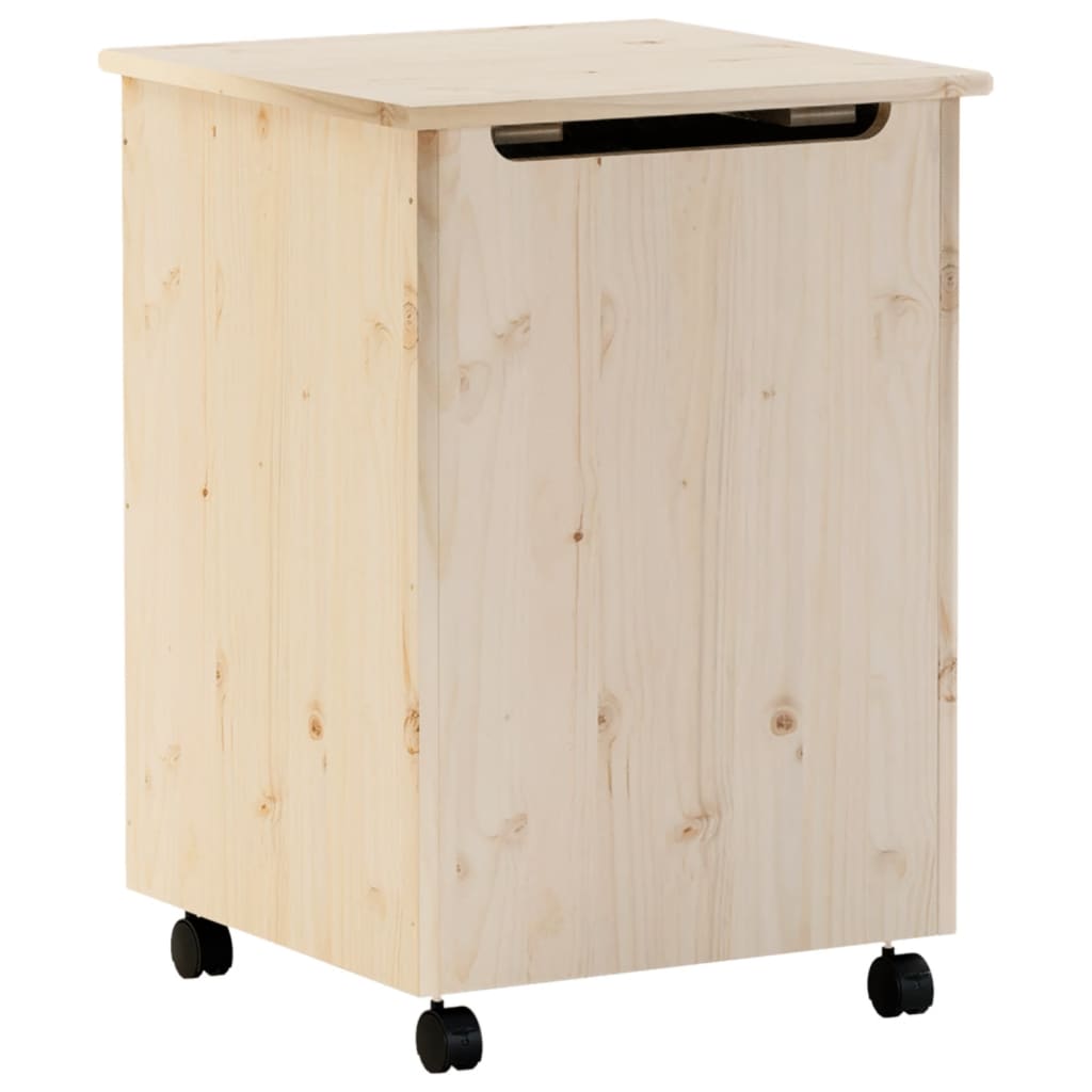 Vidaxl Lavandry Basket con ruote Rana 45x45x64 cm Legno di pino solido