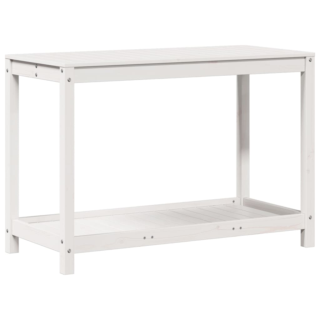 VidaXL Botton table with shelf 108x50x75 cm Solid pine white