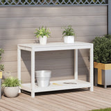 VidaXL Botton table with shelf 108x50x75 cm Solid pine white