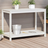 VidaXL Botton table with shelf 108x50x75 cm Solid pine white