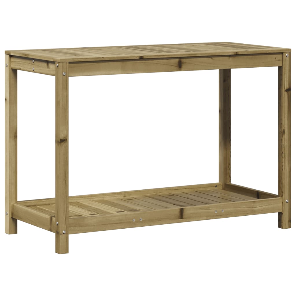 Tavolo di botton Vidaxl con scaffale 108x50x75 cm Pine impregnato