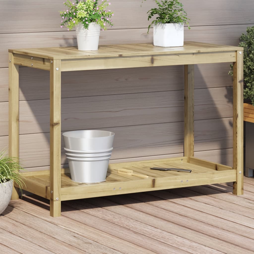 Mesa de botton Vidaxl con estante 108x50x75 cm Pine impregnado