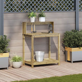 Vidaxl oppottafel met schappen 82,5x50x109,5 cm geïmpregneerd hout