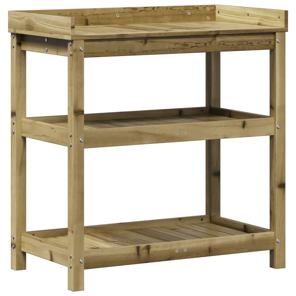 Vidaxl oppottafel met schappen 82,5x45x86,5 cm geïmpregneerd hout