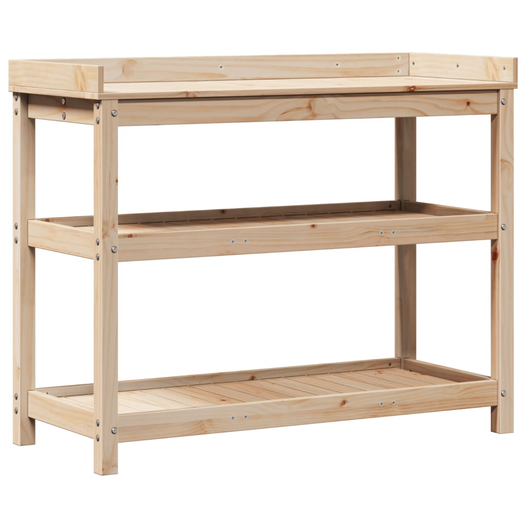 Vidaxl Botton Table avec étagères 108x45x86.5 cm Pine solide