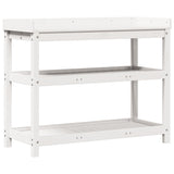 VidaXL Botton table with shelves 108x45x86.5 cm Solid pine white