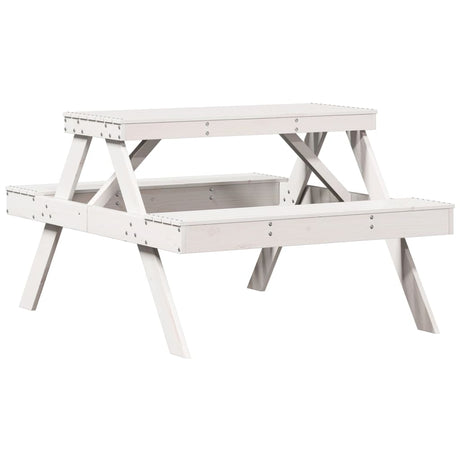 Vidaxl picknicktafel 105x134x75 cm massief grenenhout wit