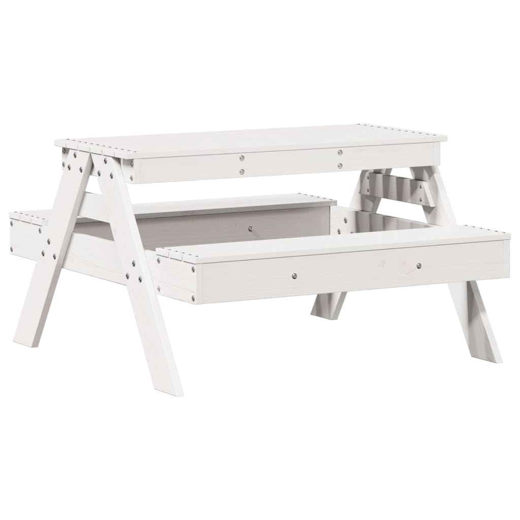 Vidaxl picknicktafel voor kinderen 88x97x52 cm massief grenenhout wit