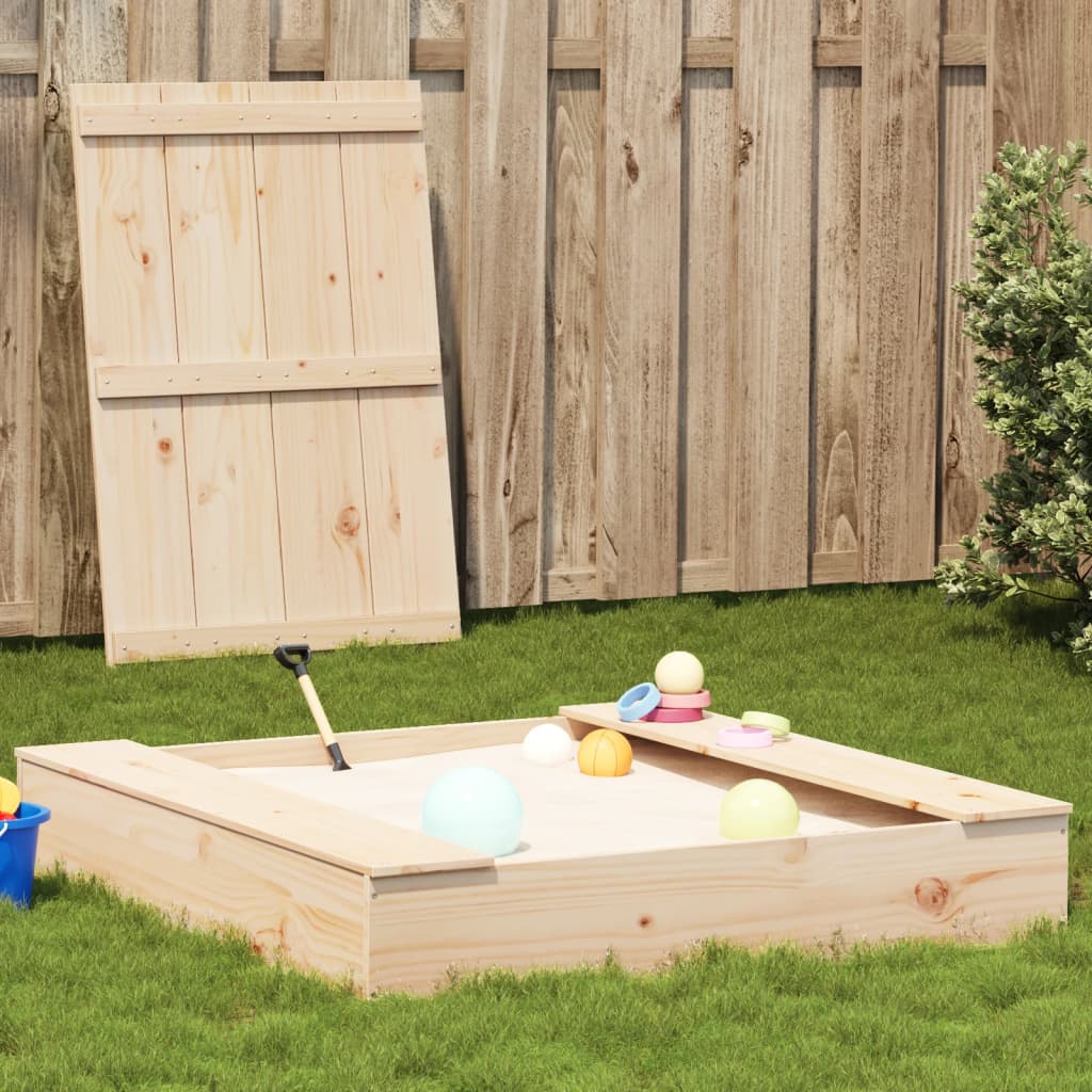 Vidaxl Sandbox med lock 111x111x19.5 cm fast tallved