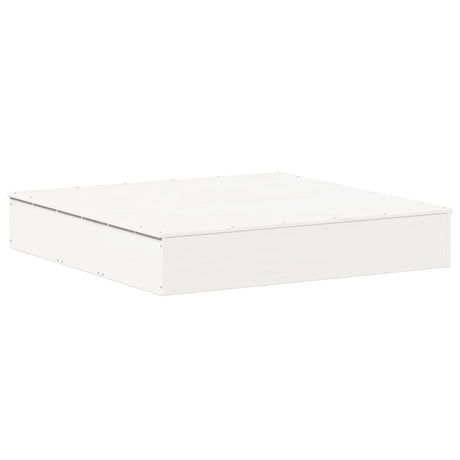 Vidaxl zandbak met deksel 111x111x19,5 cm massief grenenhout wit