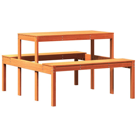 Vidaxl picknicktafel 110x134x75 cm massief grenenhout wasbruin