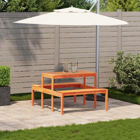Vidaxl picknicktafel 110x134x75 cm massief grenenhout wasbruin