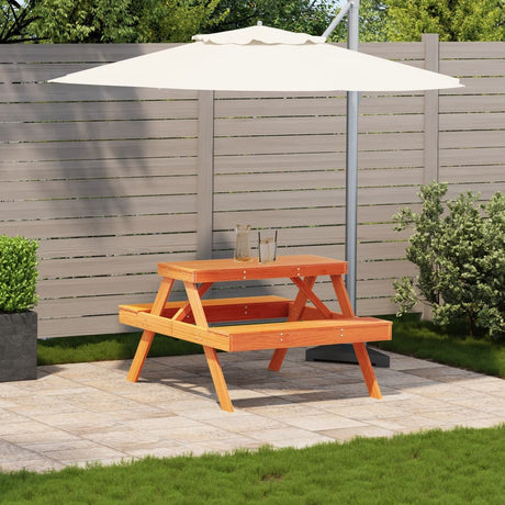 Vidaxl picknicktafel 105x134x75 cm massief grenenhout wasbruin