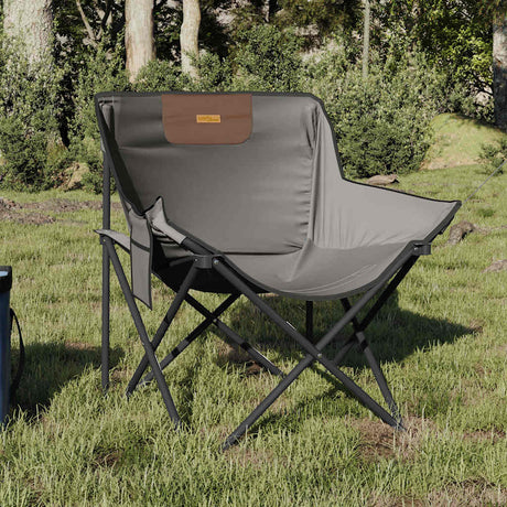 Vidaxl campingstoelen 2 st met vakje inklapbaar grijs