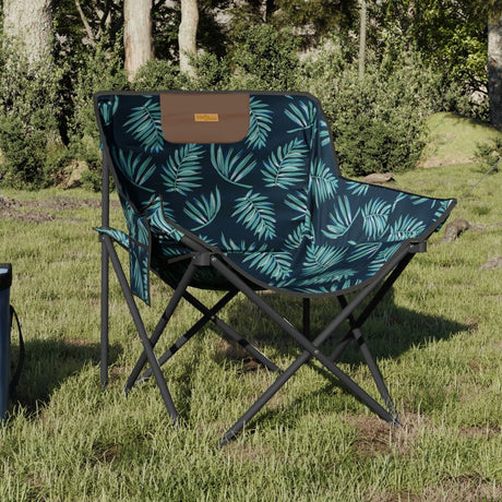Vidaxl campingstoelen 2 st met vakje inklapbaar bladprint